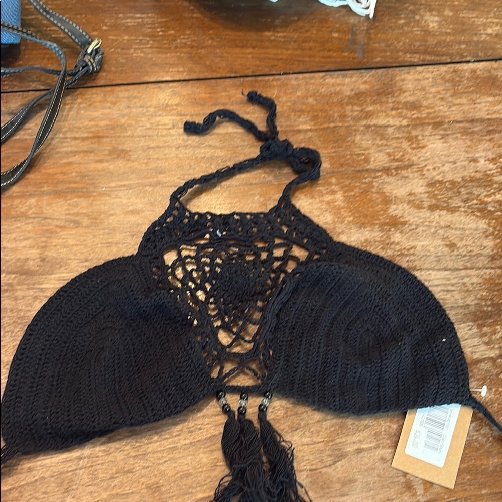Black Crochet Halter Top
